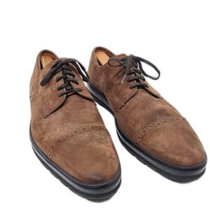 Bally Switzerland "REIGAN" Mens Brown Nubuck Captoe Derby Shoes US 9.5D  EU 8.5E